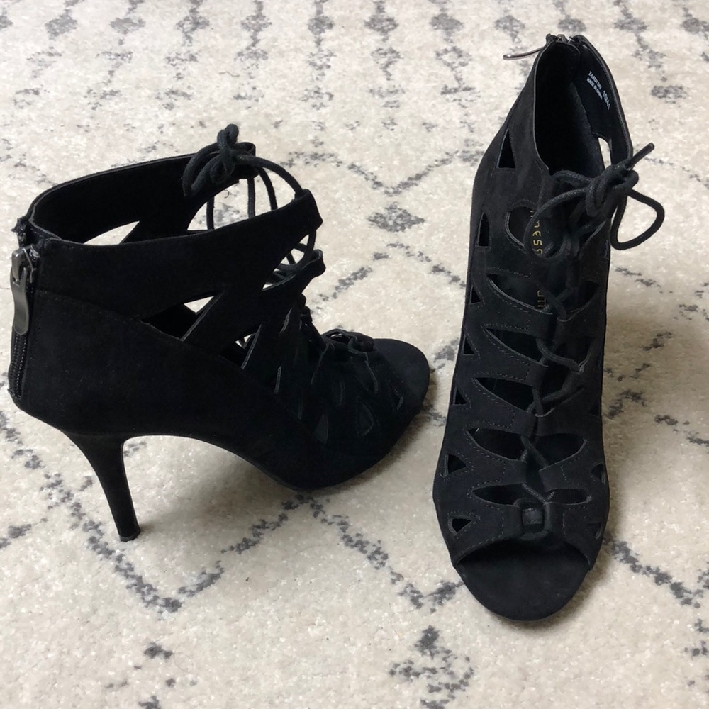 Black lace up heels